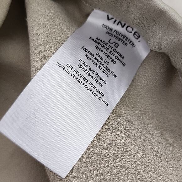 NEW Vince Satin Zipper Pocket Pleated Wide Leg Pull On Cream Women's Pants - Picture 10 of 15